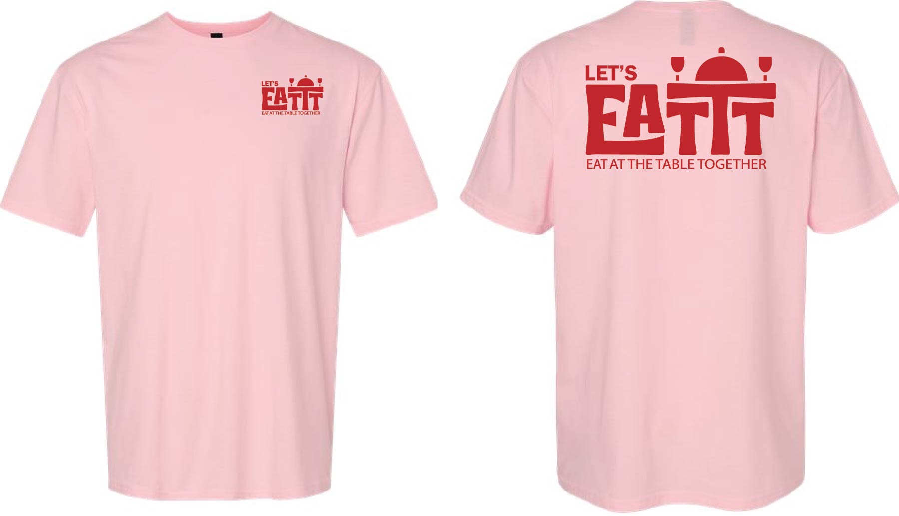 Let's EATTT Red/Light Pink Tee