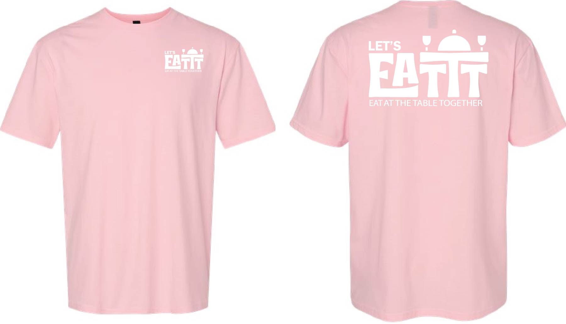 Let's EATTT White/Light Pink Tee